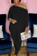 Black Casual Solid Patchwork One Shoulder Long Sleeve Two Pieces