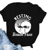 Black Casual Print Patchwork O Neck T-Shirts