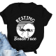 Black Casual Print Patchwork O Neck T-Shirts