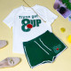 Green Fashion Casual Letter Print Basic O Neck Short Sleeve Two Pieces