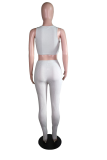 Silver Sportswear Solid Split Joint O Neck Sleeveless Two Pieces