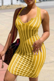 Red Sexy Print Patchwork U Neck Pencil Skirt Dresses