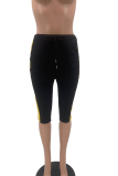 Grey Casual Striped Patchwork Skinny High Waist Pencil Solid Color Bottoms