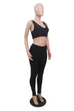 Pink Casual Sportswear Solid Vests Pants U Neck Sleeveless Two Pieces