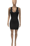 Brownness Sexy Solid Split Joint V Neck A Line Dresses