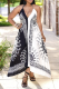 Black Sexy Print Halter Irregular Dress Dresses