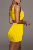 Pink Casual Solid Patchwork U Neck Sleeveless Two Pieces