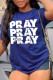 Blue Fashion Casual Letter Print Basic O Neck T-Shirts