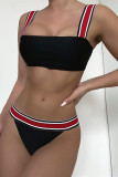 Black Fashion Sexy Solid Patchwork Backless Swimwears