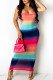 Red Sexy Print Patchwork Strapless Pencil Skirt Dresses