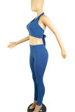 Red Casual Solid Bandage Patchwork Halter Sleeveless Two Pieces