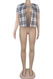 Black White Casual Street Plaid Patchwork Outerwear