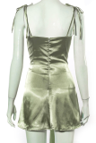 White Sexy Solid Patchwork Spaghetti Strap Pencil Skirt Dresses