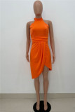 Black Fashion Sexy Solid Backless Half A Turtleneck Sleeveless Dress
