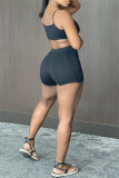 Red Sexy Casual Solid Backless Spaghetti Strap Sleeveless Two Pieces