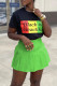Green Fashion Casual Print Basic O Neck Short Sleeve Two Pieces