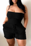 Beige Sexy Casual Solid Backless Strapless Regular Romper