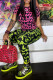 Pink Yellow Fashion Casual Print Basic O Neck Short Sleeve Two Pieces