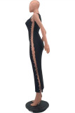 White Fashion Sexy Solid Hollowed Out U Neck Vest Dress