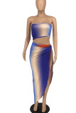Multicolor Sexy Print Patchwork Asymmetrical Swimwears