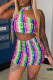 Watermelon Red Sexy Print Patchwork Asymmetrical Halter Two Pieces