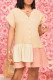 Apricot Fashion Casual Patchwork Buckle V Neck Short Sleeve Dress