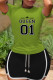 Green Casual Print Patchwork O Neck Short Sleeve Two Pieces