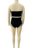 Red Fashion Sexy Solid Tassel Backless Swimwears