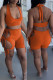 Orange Sexy Solid Bandage Hollowed Out Backless Halter Sleeveless Two Pieces