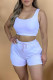 White Casual Solid Patchwork U Neck Sleeveless Two Pieces