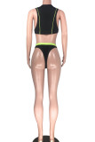 Red Sexy Solid Hollowed Out Patchwork Zipper Swimwears