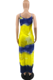 Multicolor Sexy Print Patchwork Spaghetti Strap Straight Dresses