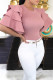 Pink Street Solid Patchwork O Neck T-Shirts