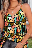 Yellow Casual Print Patchwork V Neck Tops