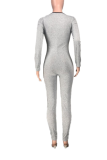 Silver Sexy Print Hollowed Out Square Collar Skinny Jumpsuits