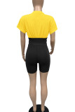 Pink Casual Solid Patchwork O Neck Short Sleeve Two Pieces