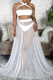 White Sexy Solid Patchwork Mesh Swimwears Three pieces