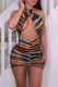 Red Fashion Sexy Striped Hollowed Out Backless Halter Sleeveless Dress