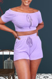 Black Fashion Solid Backless Off the Shoulder Short Sleeve Two Pieces