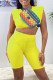 Yellow Fashion Casual Solid Basic O Neck Sleeveless Two Pieces
