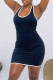 Black Fashion Sexy Solid Backless U Neck Sleeveless Dress