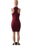 Black Sexy Solid Hollowed Out O Neck Pencil Skirt Dresses