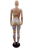 Colour Fashion Sexy Print Backless Spaghetti Strap Skinny Jumpsuits
