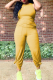 Yellow Casual Solid Patchwork O Neck Sleeveless Two Pieces
