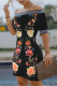 Black Fashion Sexy Off The Shoulder Sleeveless Bateau Neck Pencil Skirt Knee Length Print Dresses