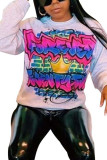 White Sexy Print O Neck Outerwear
