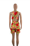 Colour Fashion Casual Print Backless V Neck Regular Romper