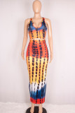 Multicolor Fashion Sexy Print Vests U Neck Sleeveless Two Pieces