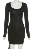 Leopard Print Sexy Print Frenulum U Neck Pencil Skirt Dresses