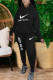 Black Fashion Casual Embroidery Basic Hooded Collar Long Sleeve Two Pieces